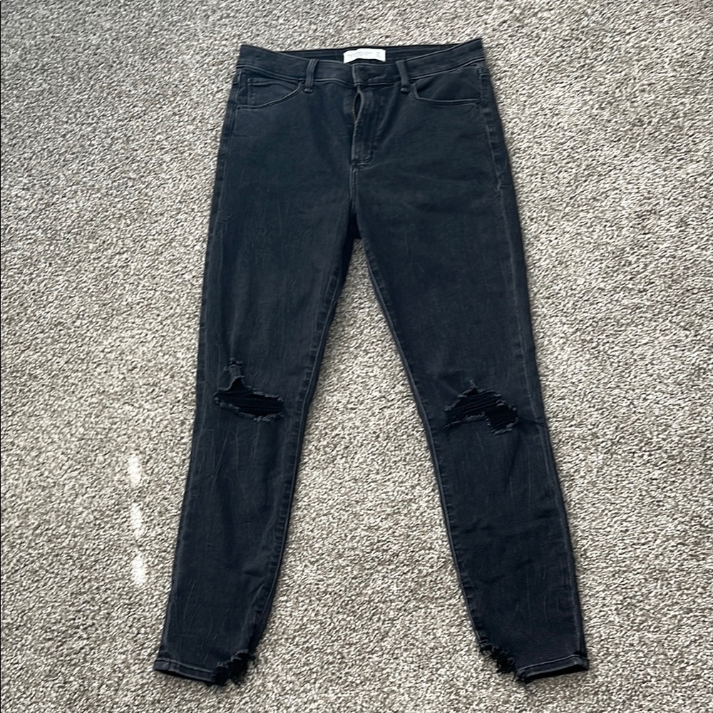 Abercrombie & Fitch Women's Black Distressed Jeans